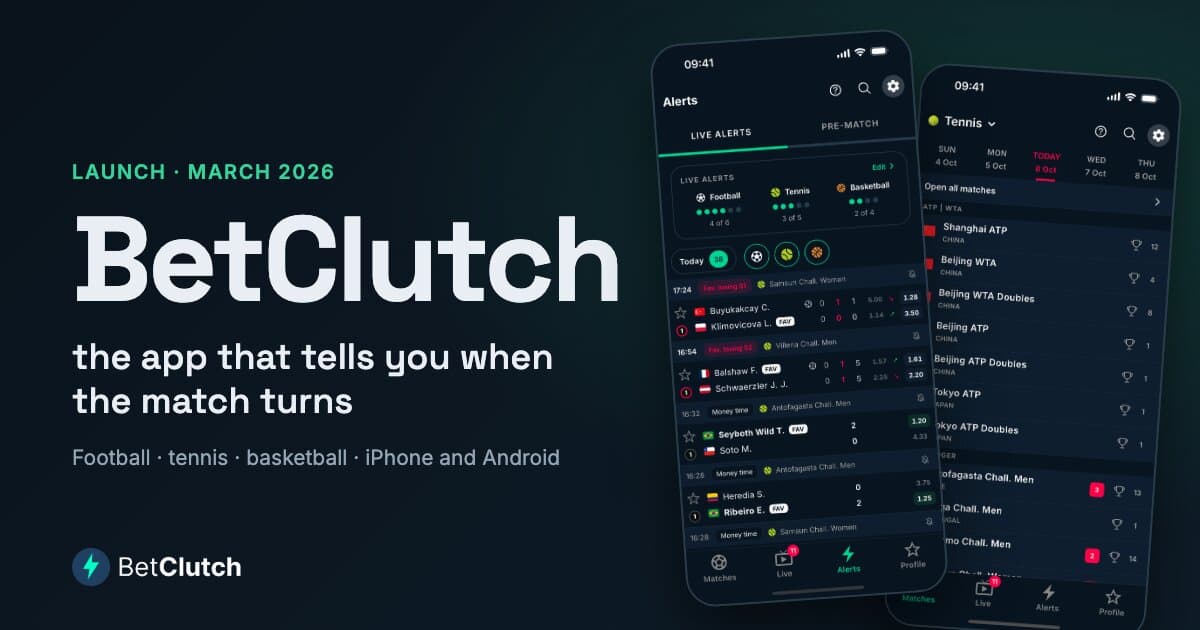 BetClutch: the app that tells you when the match turns, in football, tennis and basketball