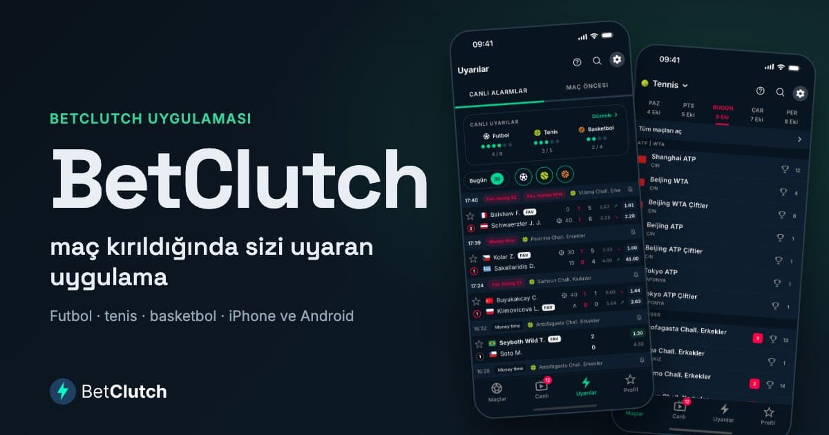 BetClutch: futbol, tenis ve basketbolda maç döndüğünde size haber veren uygulama
